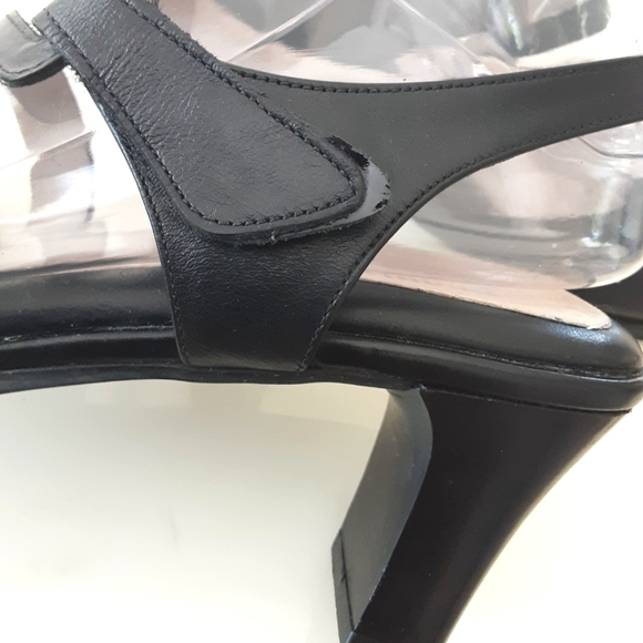 Beautifeel Black Leather Block Stack High Heel Caged Strappy Sandal Sz 10 - Picture 8 of 10